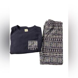 Land’s End Boys 2 Piece Flannel Pajama Set in Blue Snowflake| Size: 14